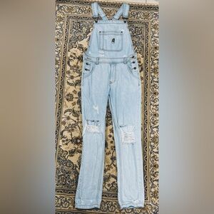BDG Women's Light Wash Distressed Cactus Overalls